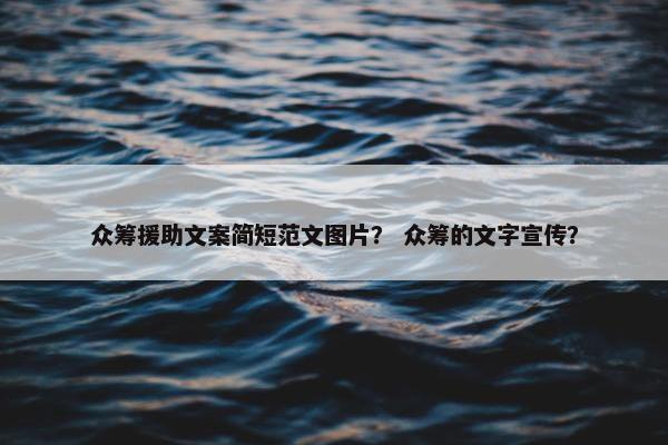 众筹援助文案简短范文图片？ 众筹的文字宣传？