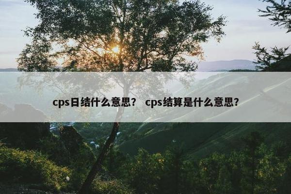 cps日结什么意思？ cps结算是什么意思？