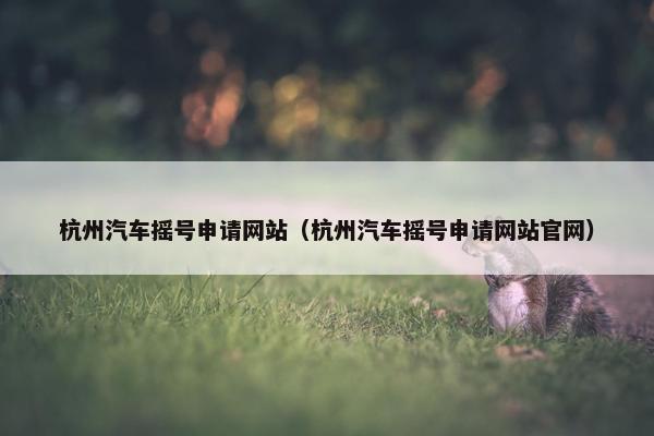 杭州汽车摇号申请网站（杭州汽车摇号申请网站官网）