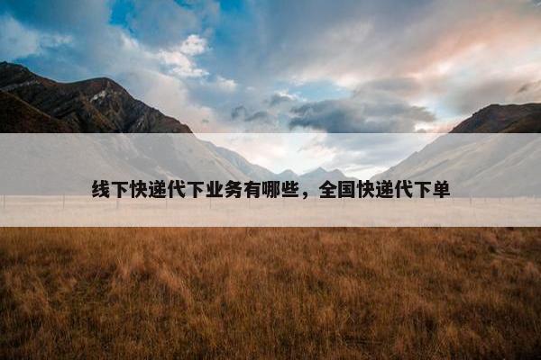 线下快递代下业务有哪些，全国快递代下单