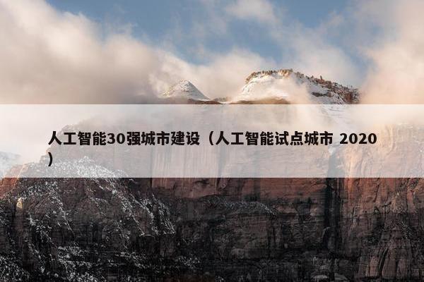 人工智能30强城市建设（人工智能试点城市 2020）