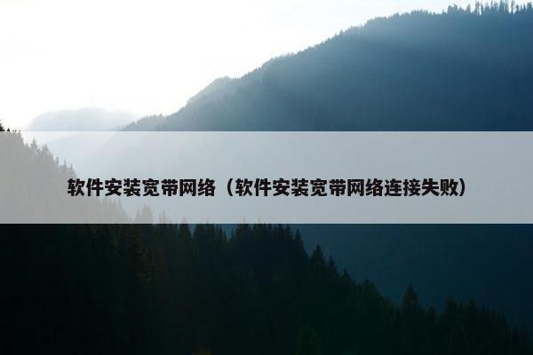 软件安装宽带网络（软件安装宽带网络连接失败）