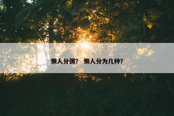 懒人分佣？ 懒人分为几种？
