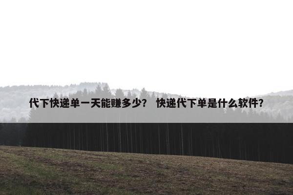 代下快递单一天能赚多少？ 快递代下单是什么软件？