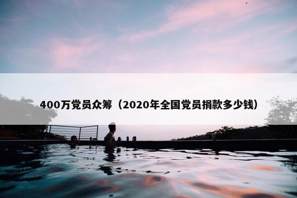 400万党员众筹（2020年全国党员捐款多少钱）