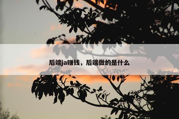 后端ja赚钱，后端做的是什么