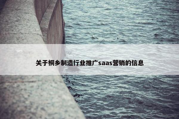 关于桐乡制造行业推广saas营销的信息