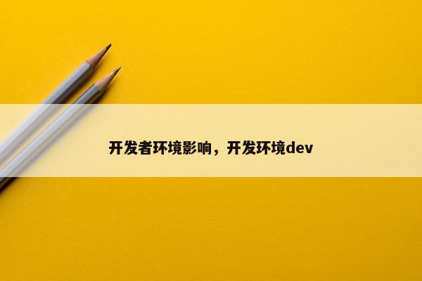 开发者环境影响，开发环境dev