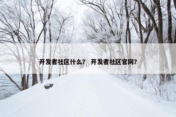 开发者社区什么？ 开发者社区官网？