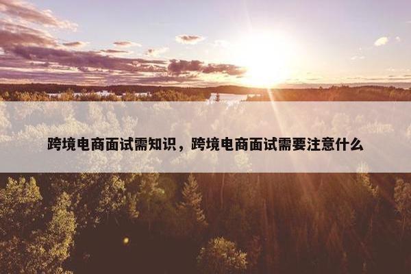 跨境电商面试需知识，跨境电商面试需要注意什么