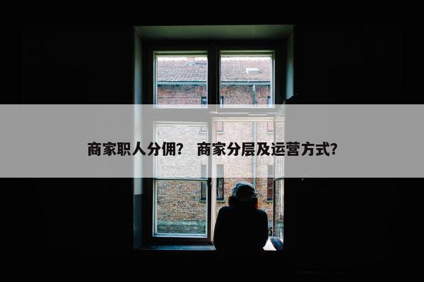 商家职人分佣？ 商家分层及运营方式？