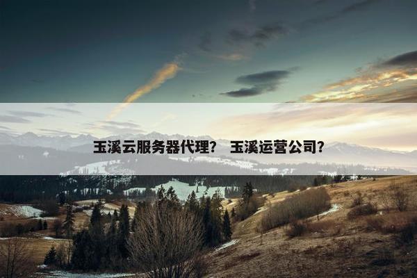 玉溪云服务器代理？ 玉溪运营公司？