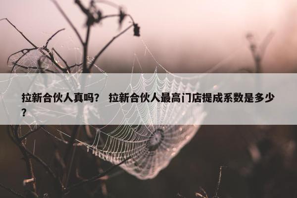 拉新合伙人真吗？ 拉新合伙人最高门店提成系数是多少？