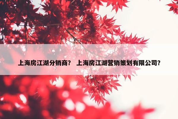 上海房江湖分销商？ 上海房江湖营销策划有限公司？