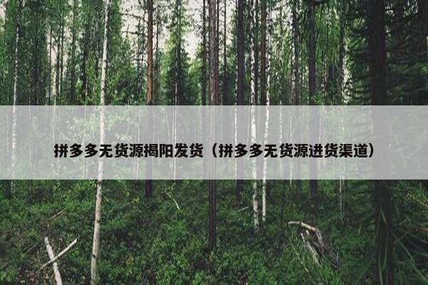 拼多多无货源揭阳发货（拼多多无货源进货渠道）