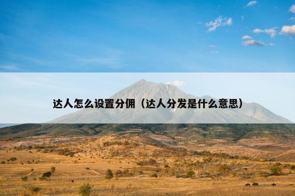 达人怎么设置分佣（达人分发是什么意思）