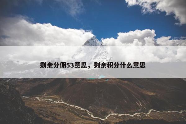 剩余分佣53意思，剩余积分什么意思
