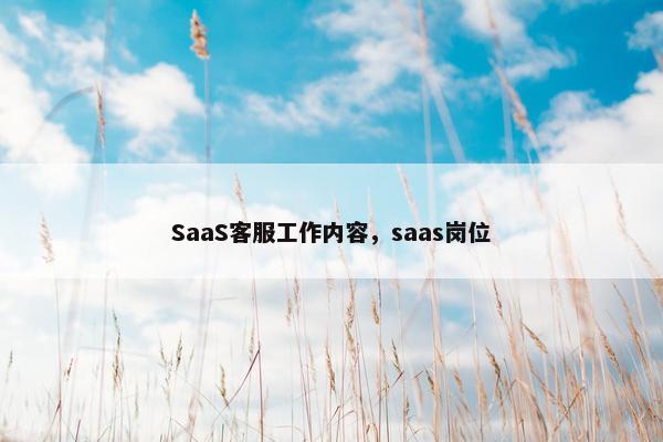 SaaS客服工作内容，saas岗位