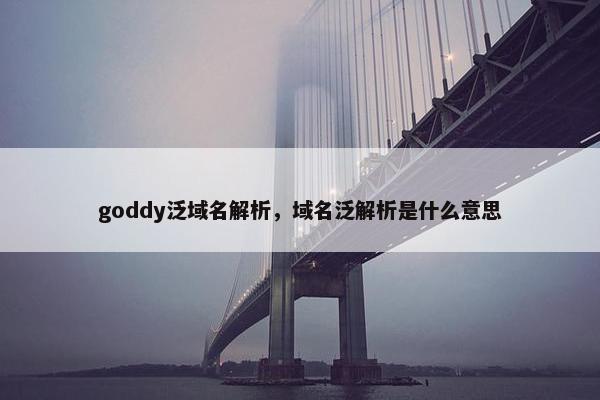 goddy泛域名解析，域名泛解析是什么意思