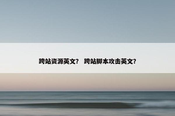 跨站资源英文？ 跨站脚本攻击英文？