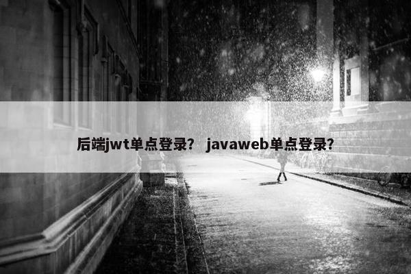 后端jwt单点登录？ javaweb单点登录？