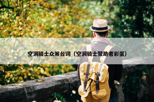 空洞骑士众筹台词（空洞骑士赞助者彩蛋）