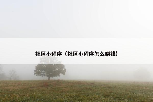社区小程序（社区小程序怎么赚钱）