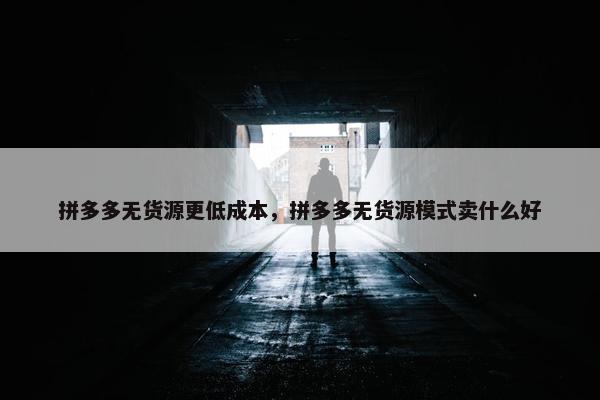 拼多多无货源更低成本，拼多多无货源模式卖什么好