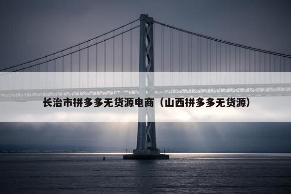 长治市拼多多无货源电商（山西拼多多无货源）