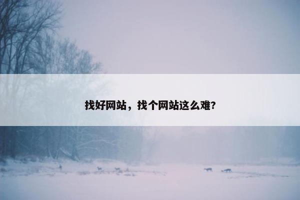找好网站，找个网站这么难?