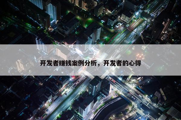 开发者赚钱案例分析，开发者的心得