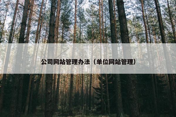 公司网站管理办法（单位网站管理）
