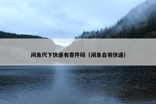 闲鱼代下快递有寄件码（闲鱼自带快递）