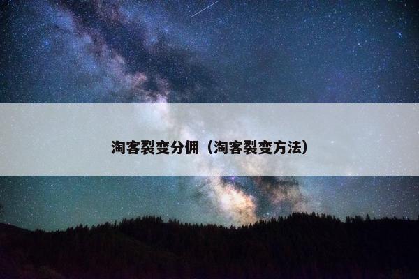 淘客裂变分佣（淘客裂变方法）