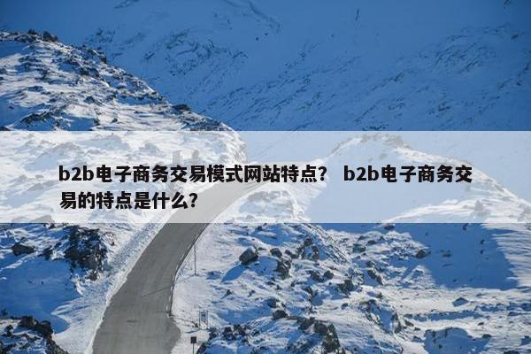 b2b电子商务交易模式网站特点？ b2b电子商务交易的特点是什么？