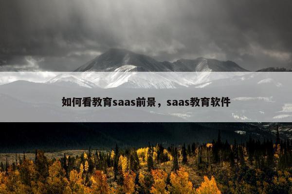 如何看教育saas前景，saas教育软件