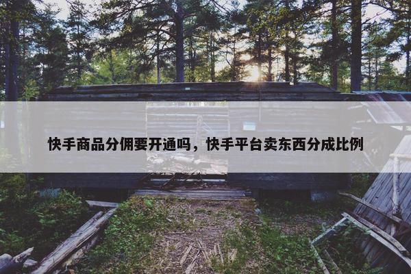 快手商品分佣要开通吗，快手平台卖东西分成比例