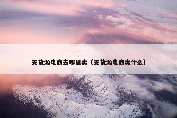 无货源电商去哪里卖（无货源电商卖什么）
