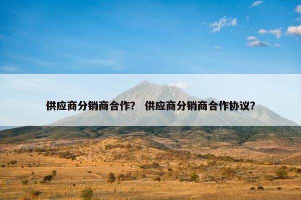 供应商分销商合作？ 供应商分销商合作协议？