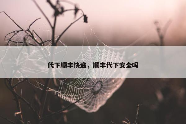 代下顺丰快递，顺丰代下安全吗