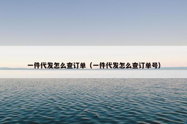 一件代发怎么查订单（一件代发怎么查订单号）
