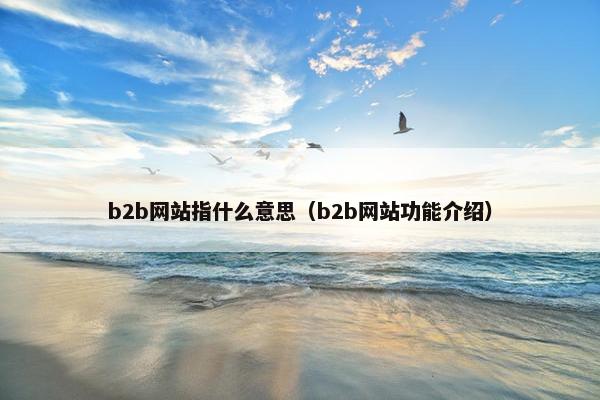b2b网站指什么意思（b2b网站功能介绍）
