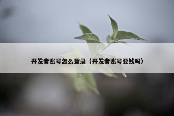 开发者账号怎么登录（开发者账号要钱吗）