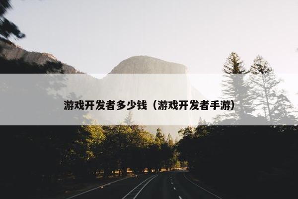 游戏开发者多少钱（游戏开发者手游）