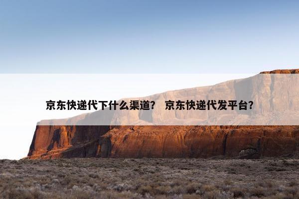 京东快递代下什么渠道？ 京东快递代发平台？