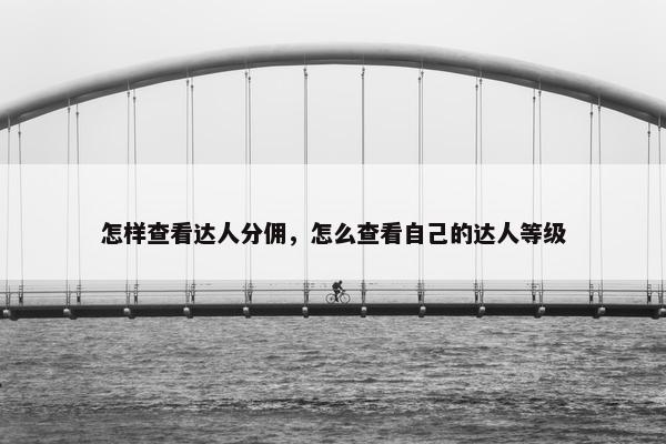 怎样查看达人分佣，怎么查看自己的达人等级