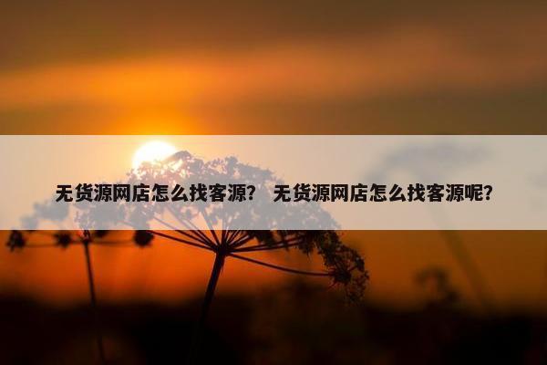 无货源网店怎么找客源？ 无货源网店怎么找客源呢？