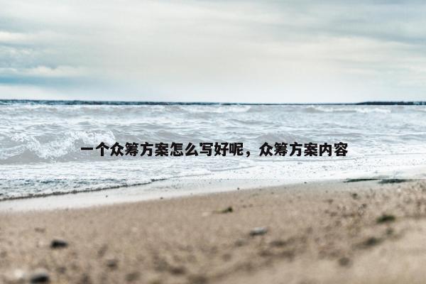 一个众筹方案怎么写好呢，众筹方案内容