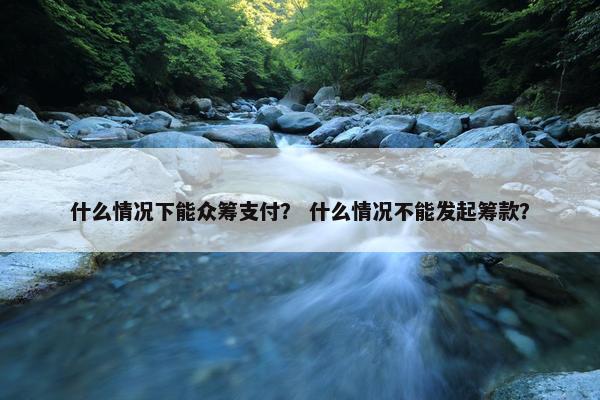什么情况下能众筹支付？ 什么情况不能发起筹款？