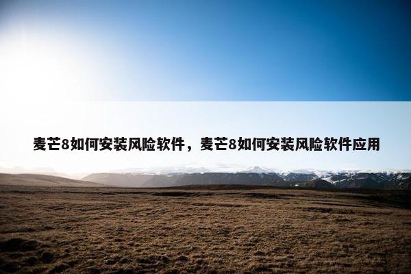 麦芒8如何安装风险软件，麦芒8如何安装风险软件应用